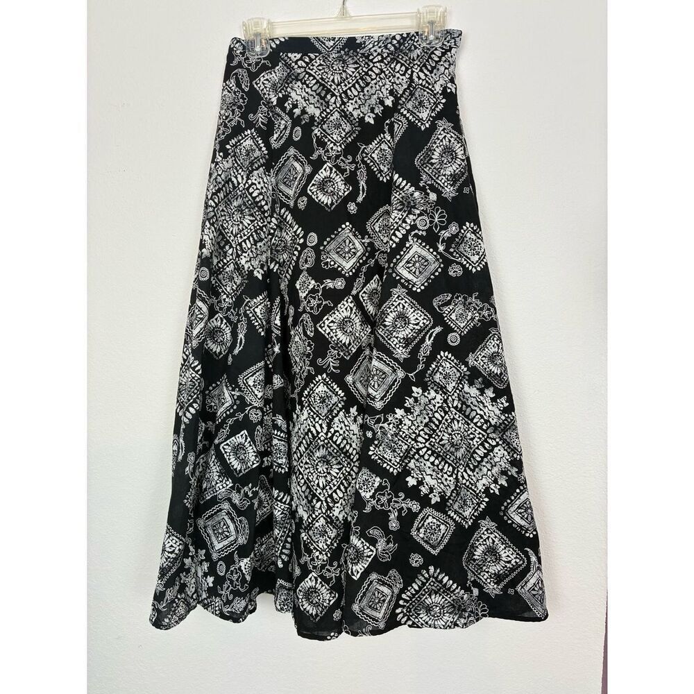 Coldwater Creek Black & White Printed A-Line Maxi Skirt